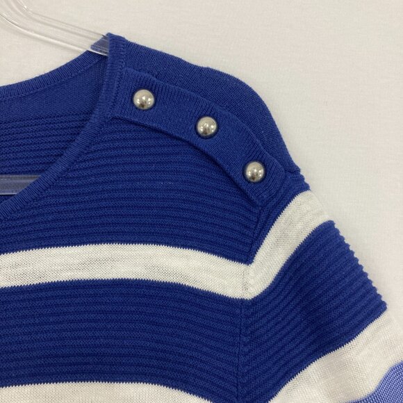 Chico's size XXL/4 Multi Color Striped Knit Crew Neck 3/4 Sleeve Sweater - Picture 3 of 9